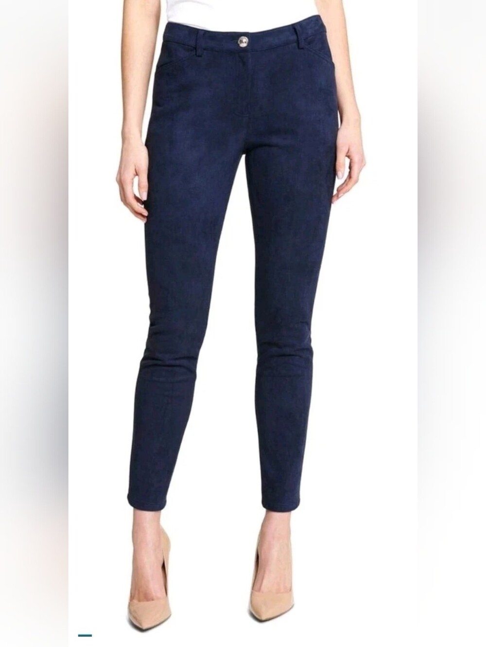 Tommy Hilfiger Faux Suede Ankle Pants Womens Navy Blue Dress Jeans Stretch 6 NEW